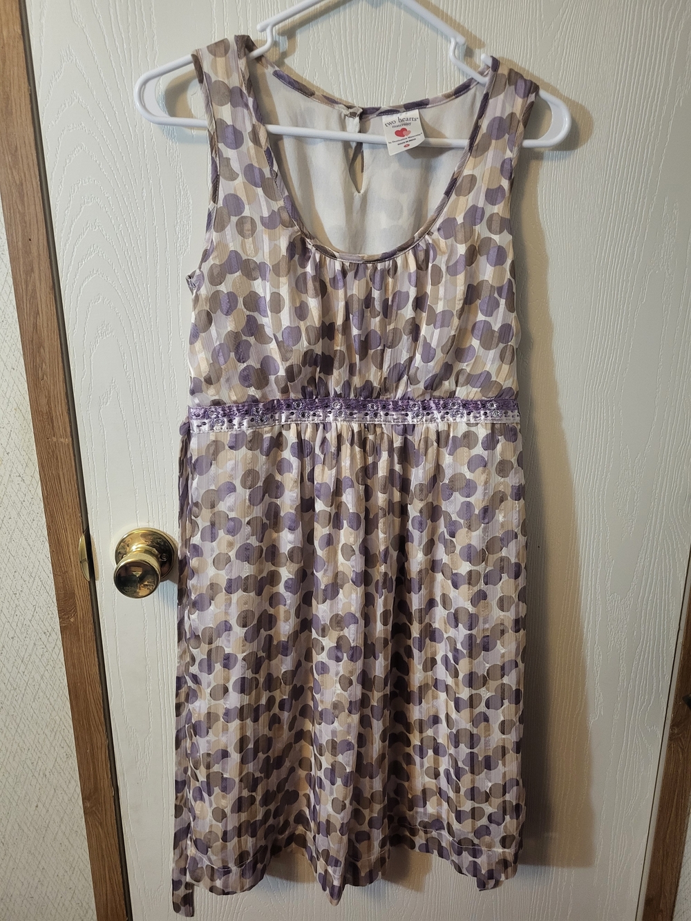 Purple And Cream Polka Dot Sleeveless Dress